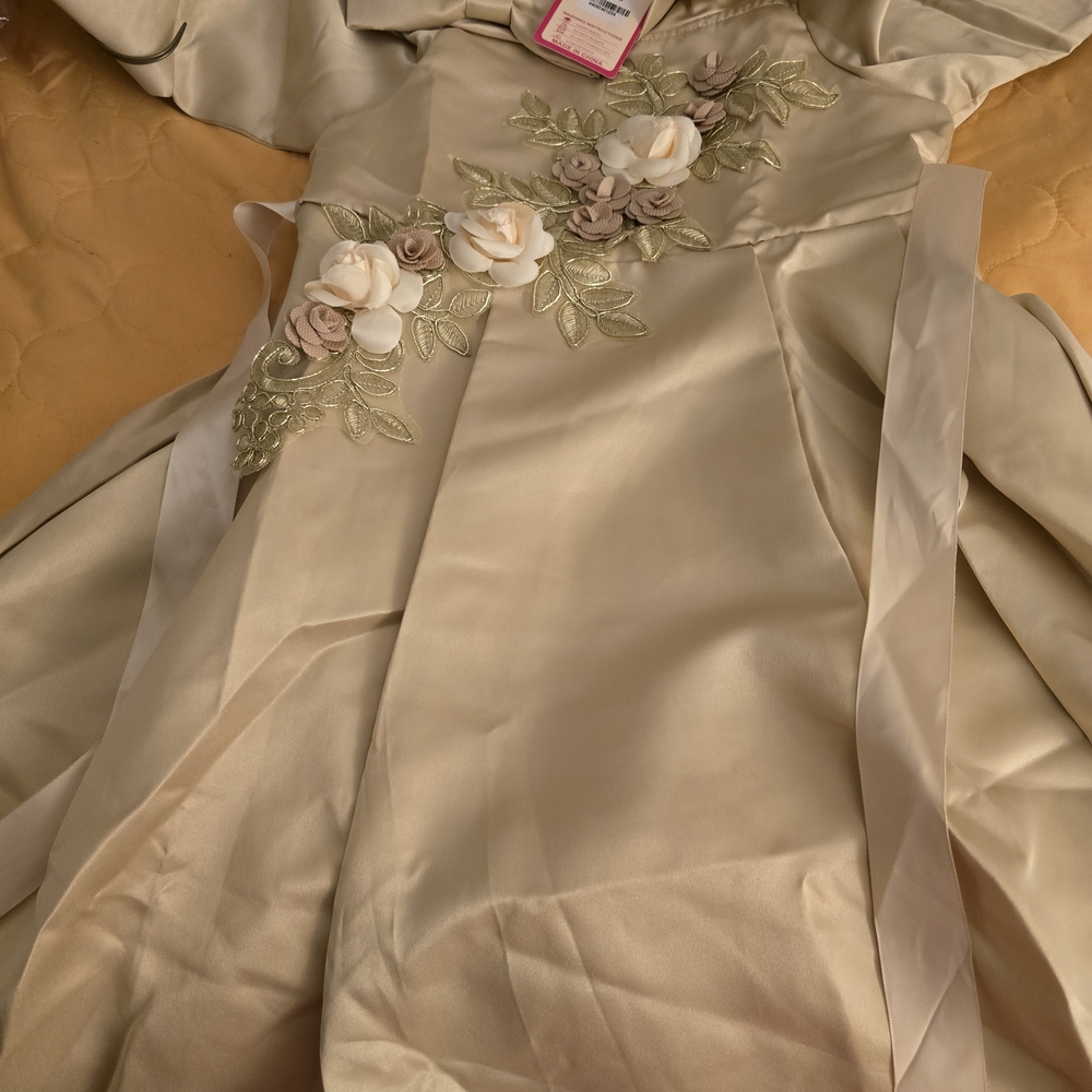 Elegant Cream Dress with Floral Embellishments